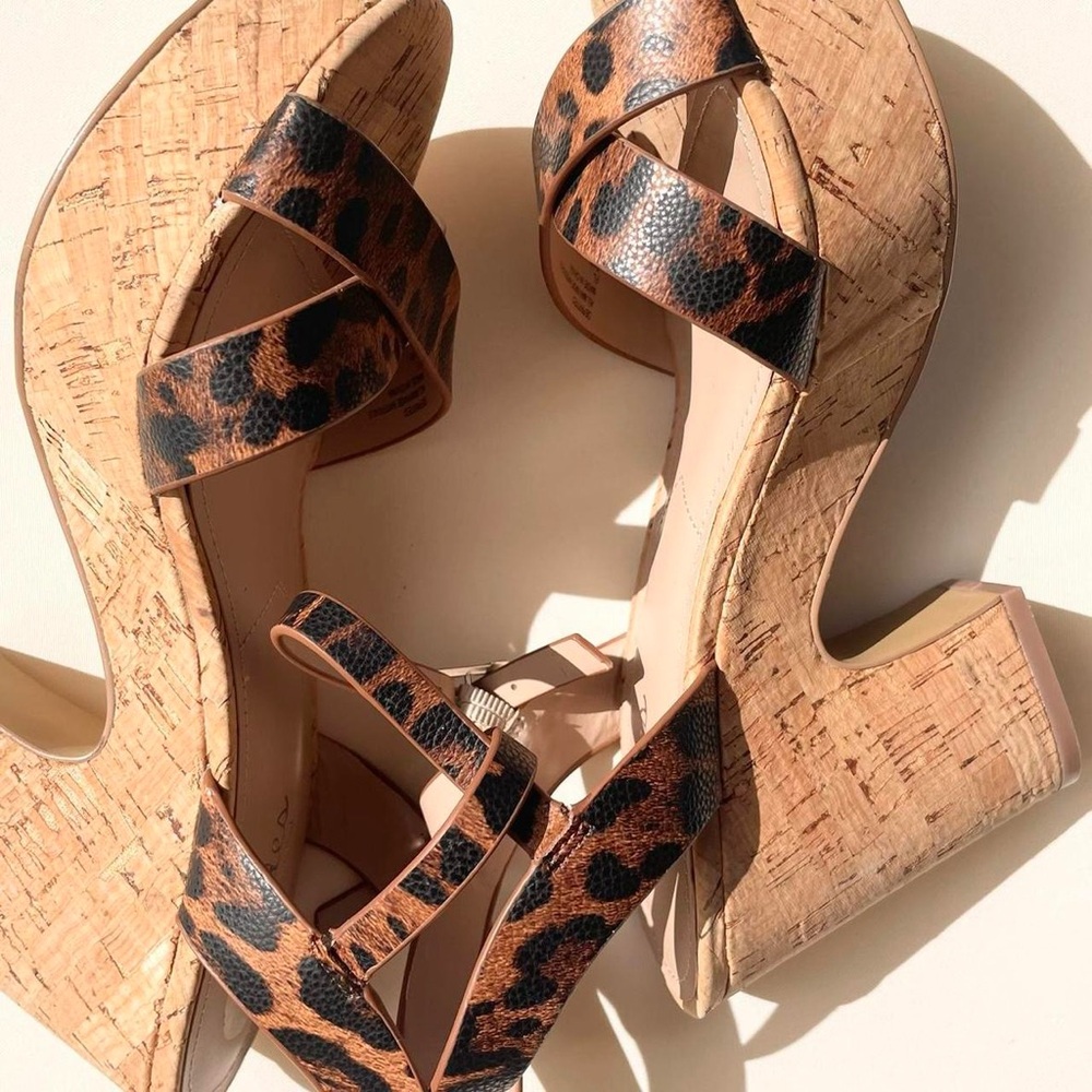 Charles David Animal Print Cork Heels
